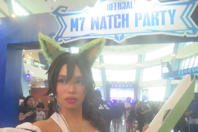 Filipina cosplayer dressed as a Mobile Legends hero at an official watch party