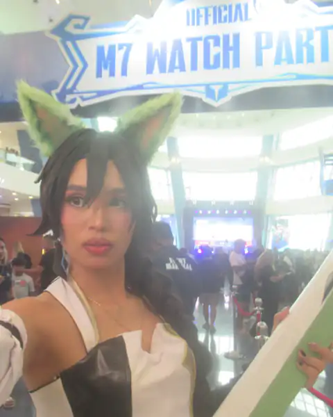 Filipina cosplayer as a Mobile Legends hero at an official watch party